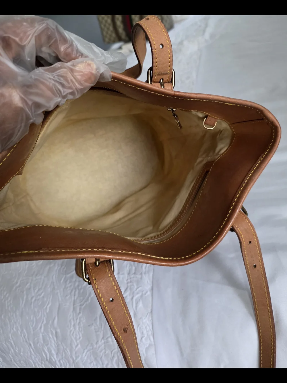 Louis Vuitton Monogram Canvas Shoulder Bag in Brown and Tan